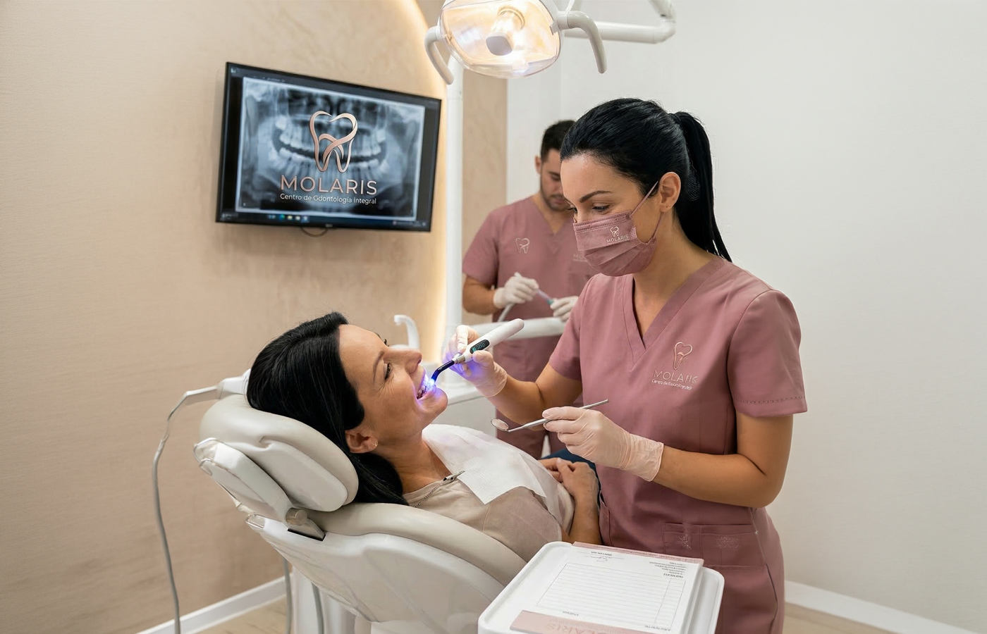 Doctora atendiendo paciente